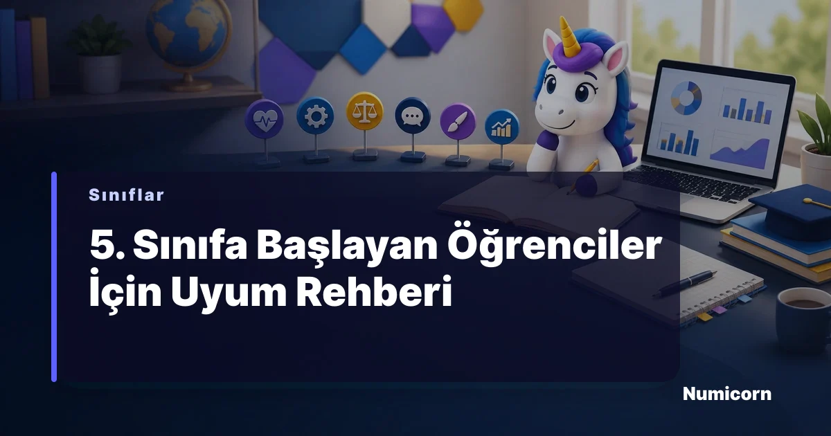 5. sınıfa başlayan bir öğrencinin ders çalışırken gösterildiği görsel