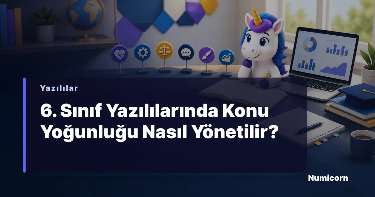 6. sınıf öğrencisi masasında ders çalışırken.