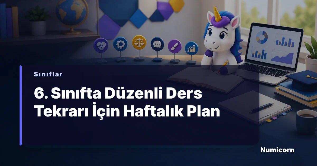 6. sınıf öğrencisi ders çalışırken haftalık planını kontrol ediyor