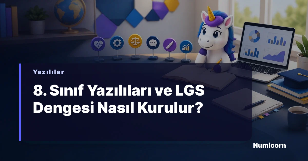 8. sınıf öğrencisinin ders çalışırken ve LGS sınavına odaklanmış bir şekilde görünmesi