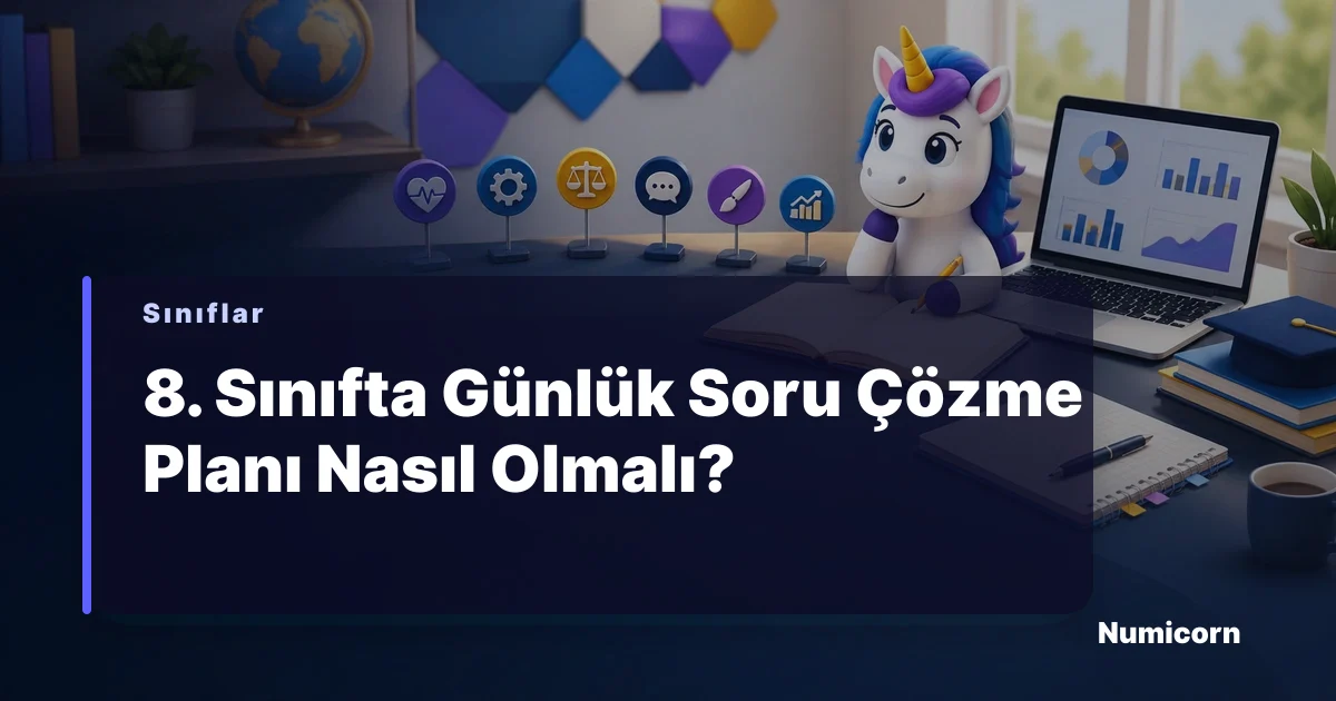 8. sınıf öğrencisi masasında ders çalışırken soru çözüyor