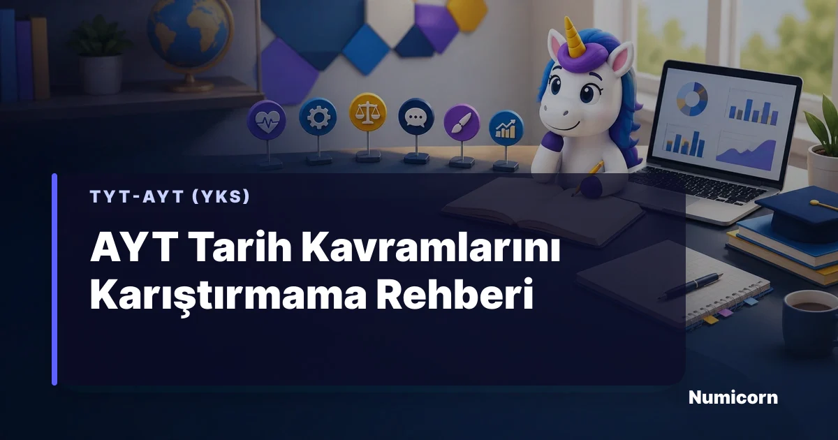AYT Tarih kavramlarını karıştırmama rehberi için Numicorn çalışma görseli