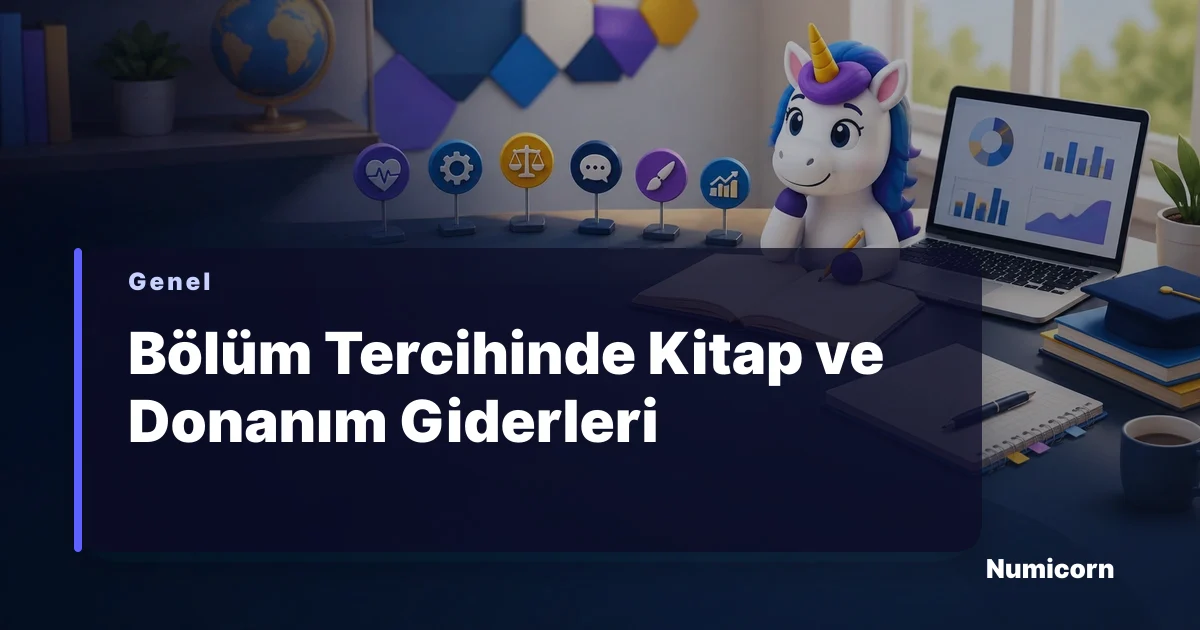 Kitap ve donanım giderleri tablosu hazırlayan Numicorn maskotu