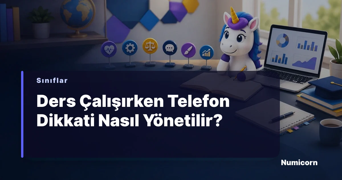 Ders çalışan bir öğrenci ve yanında kapalı bir telefon