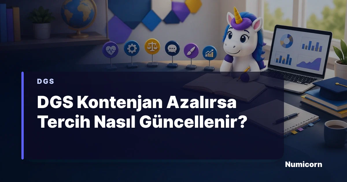 DGS kontenjan azalınca tercih listesini güncelleyen Numicorn maskotu
