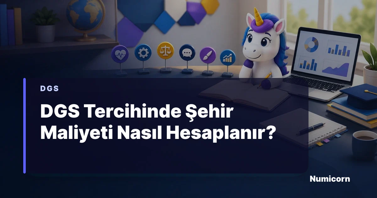 DGS tercihinde şehir maliyeti hesaplayan Numicorn maskotu