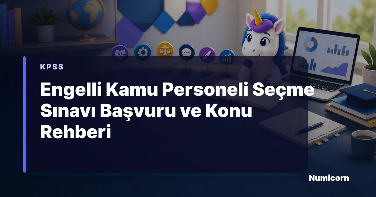 EKPSS başvuru ve konu listesini inceleyen Numicorn maskotu