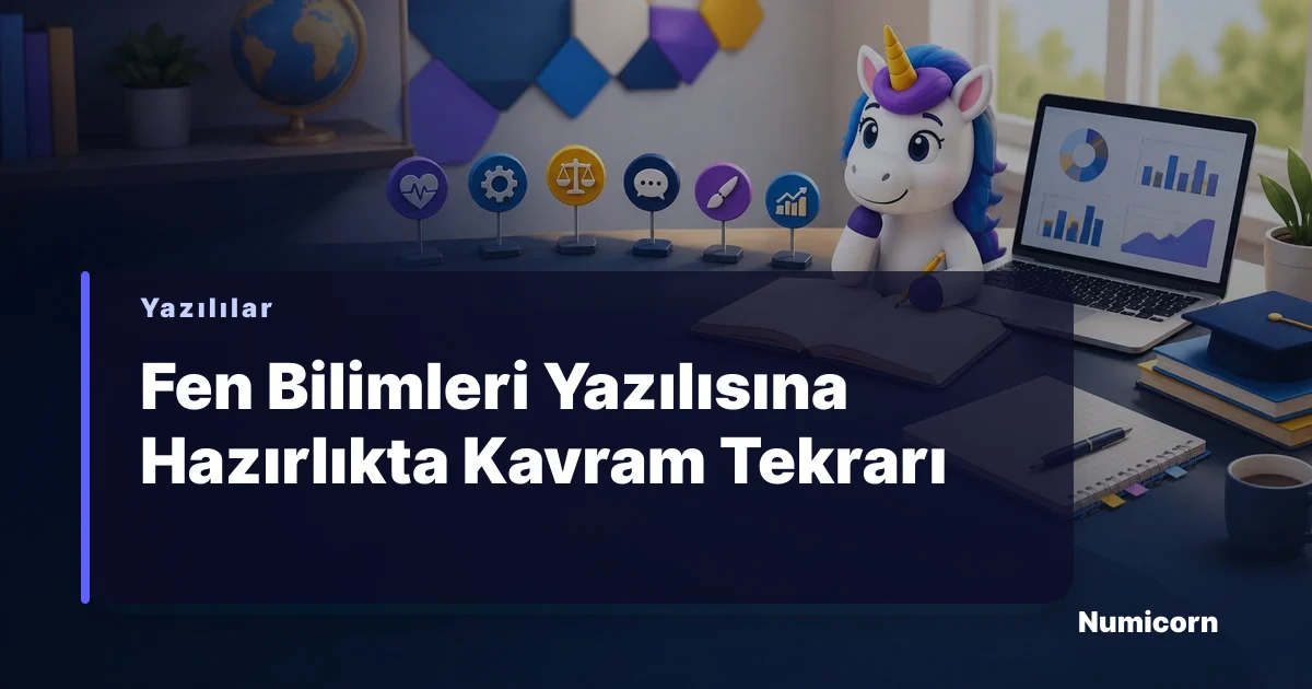 Fen Bilimleri yazılısına hazırlanan öğrenci masası