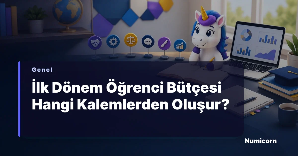 İlk dönem öğrenci bütçesi kalemlerini tabloya yazan Numicorn maskotu