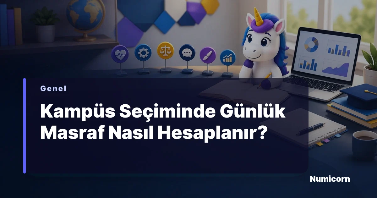 Kampüs günlük masraf hesaplama tablosu hazırlayan Numicorn maskotu