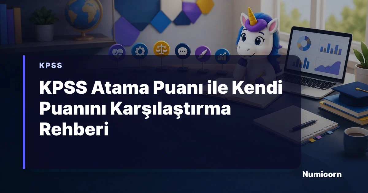 KPSS atama puanı ile kendi puanını karşılaştıran Numicorn maskotu