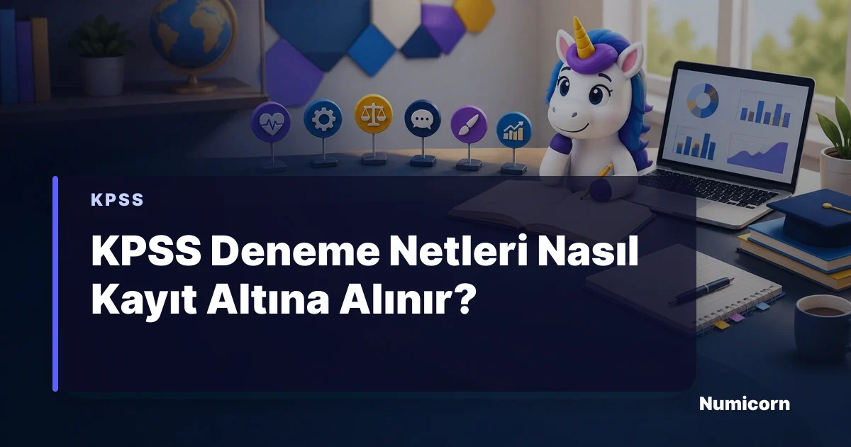 KPSS deneme netleri kayıt takibi için Numicorn rehber görseli
