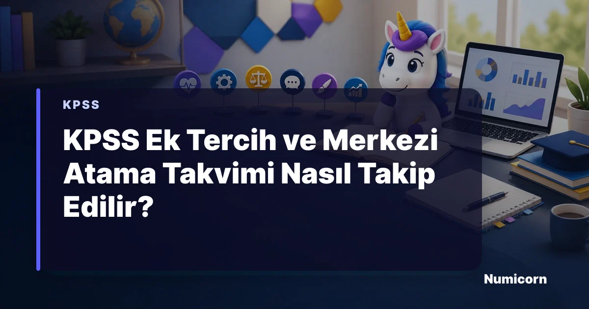 KPSS merkezi atama takvimini takip eden Numicorn maskotu