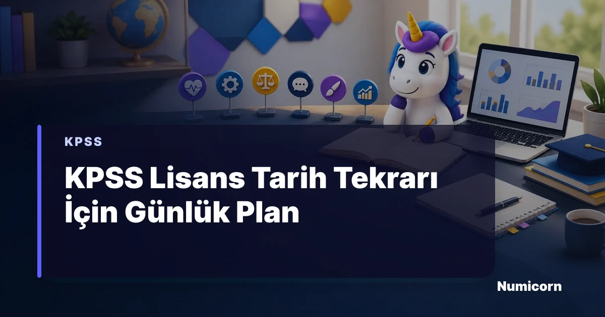 KPSS Lisans Tarih tekrarı için günlük çalışma planı Numicorn görseli