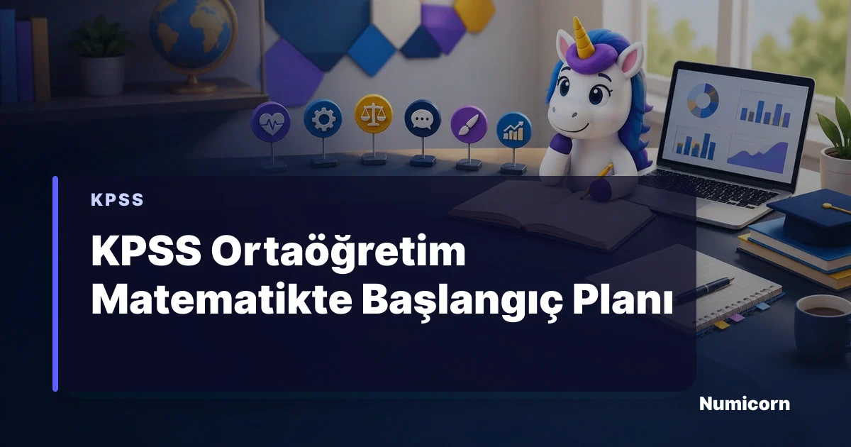 KPSS ortaöğretim matematik başlangıç planı hazırlayan Numicorn maskotu
