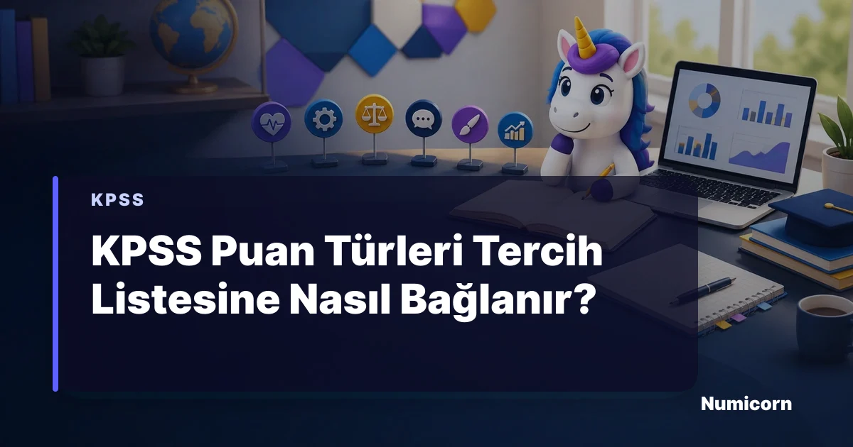 KPSS puan türlerini tercih listesine bağlayan Numicorn maskotu