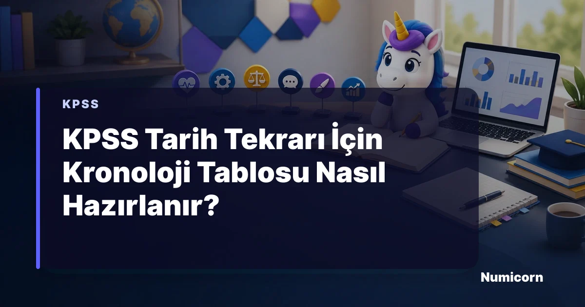KPSS tarih kronoloji tablosu hazırlayan Numicorn maskotu