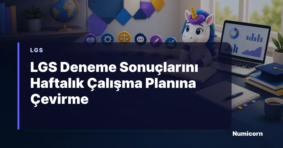 LGS deneme sonuçlarını haftalık plana çeviren Numicorn maskotu