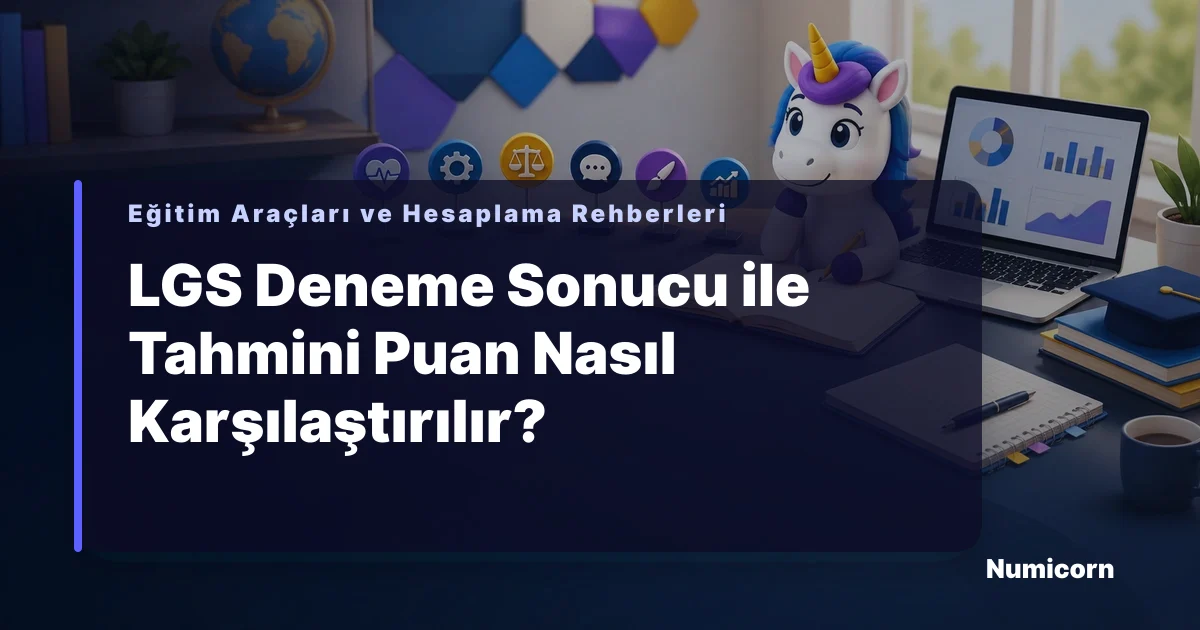 LGS deneme sonucu ile tahmini puan karşılaştırmasını anlatan rehber görseli