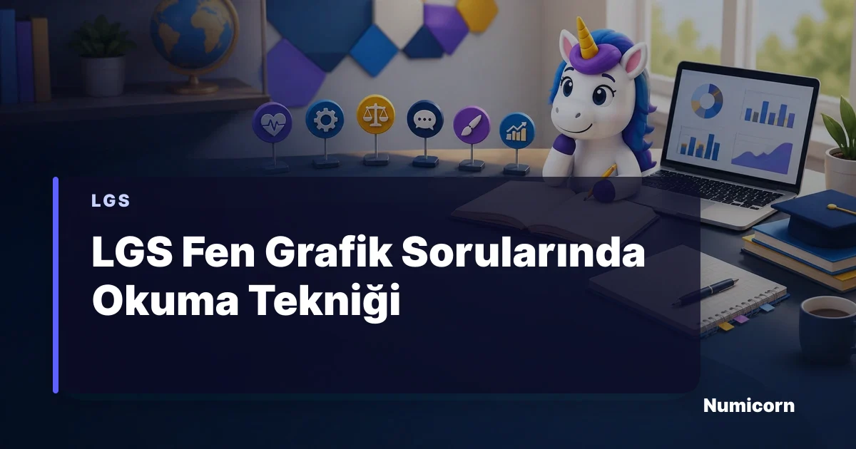 LGS Fen grafik sorularını analiz eden Numicorn maskotu