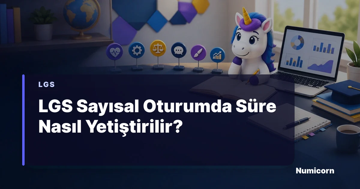 LGS sayısal oturumda süre planı yapan Numicorn maskotu