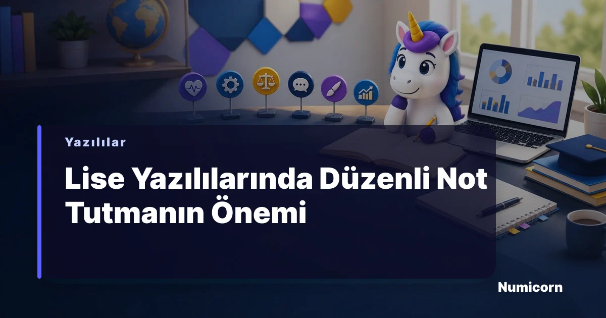 Lise öğrencisi ders çalışırken not alıyor
