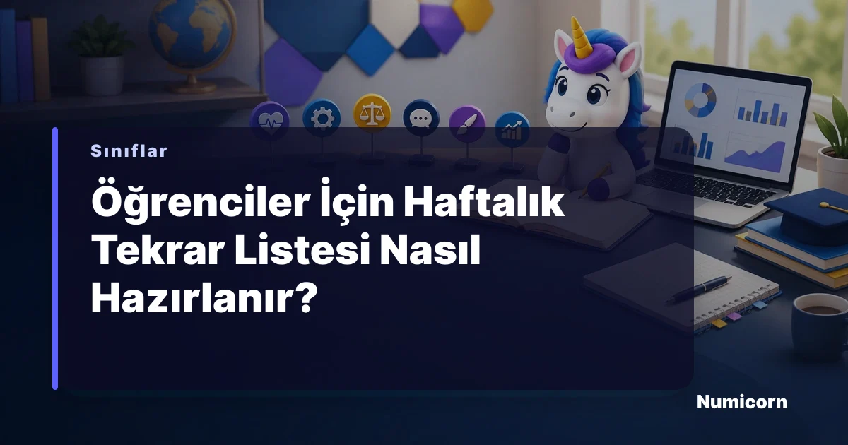 Öğrencinin ders çalışırken haftalık tekrar listesi planlaması