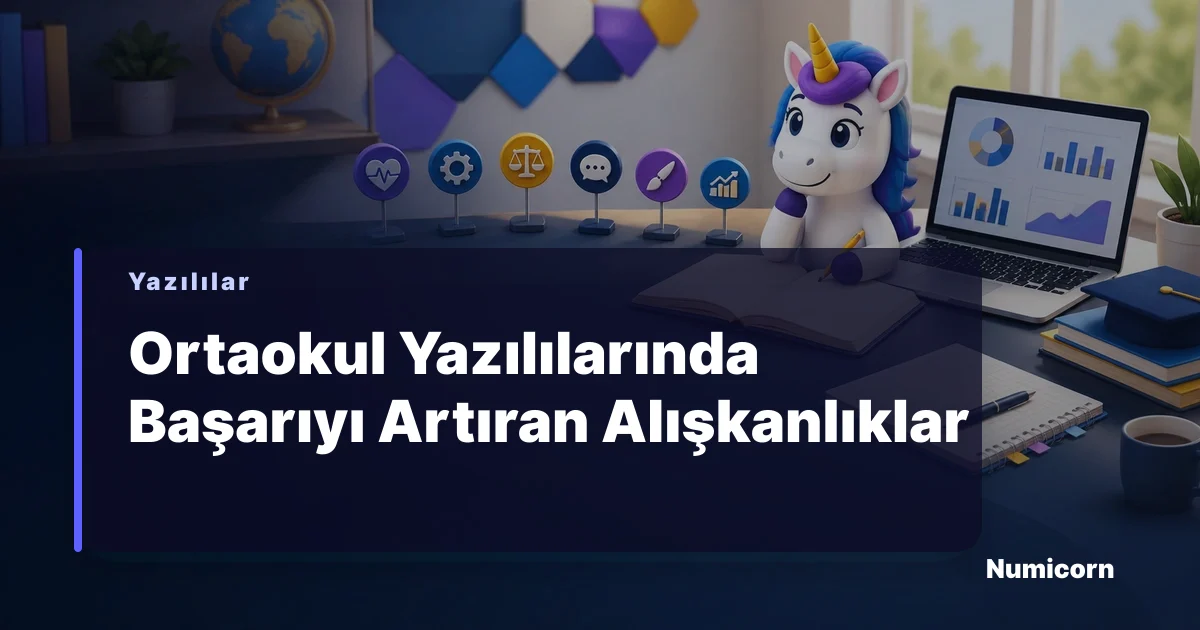 Ortaokul öğrencisi masasında ders çalışırken