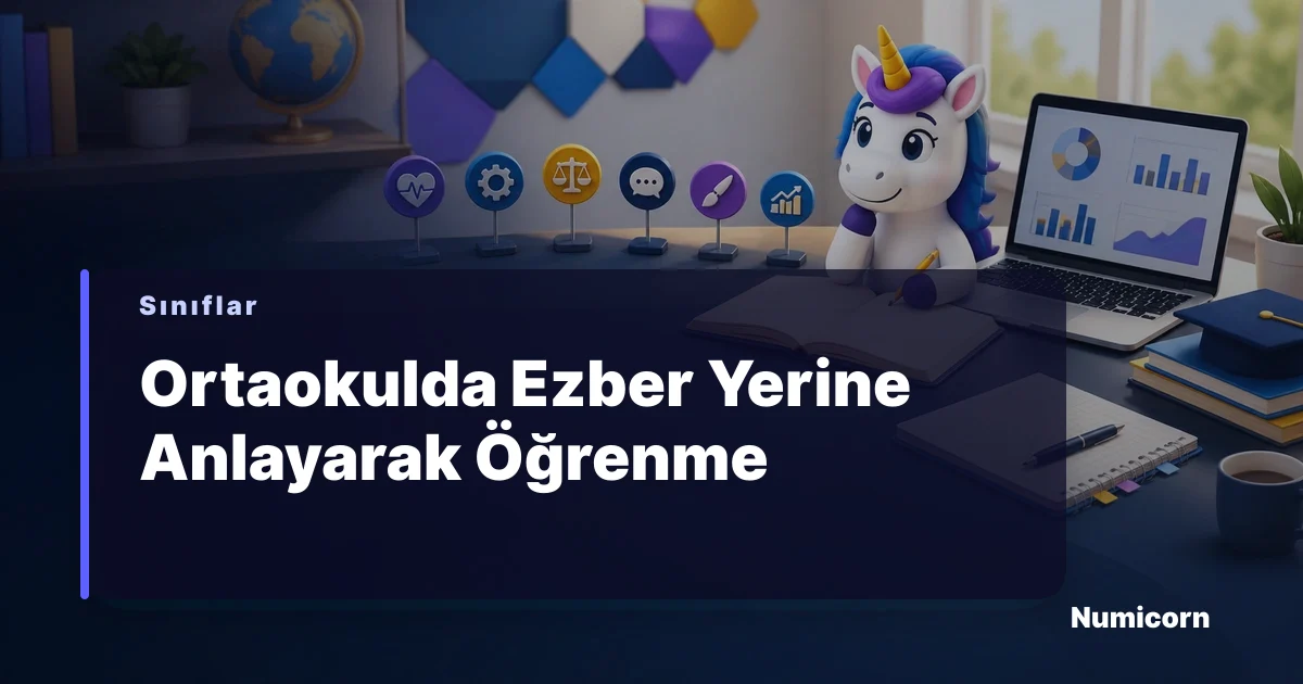 Ortaokul öğrencisi ders çalışırken zihinsel şemalar yapıyor.