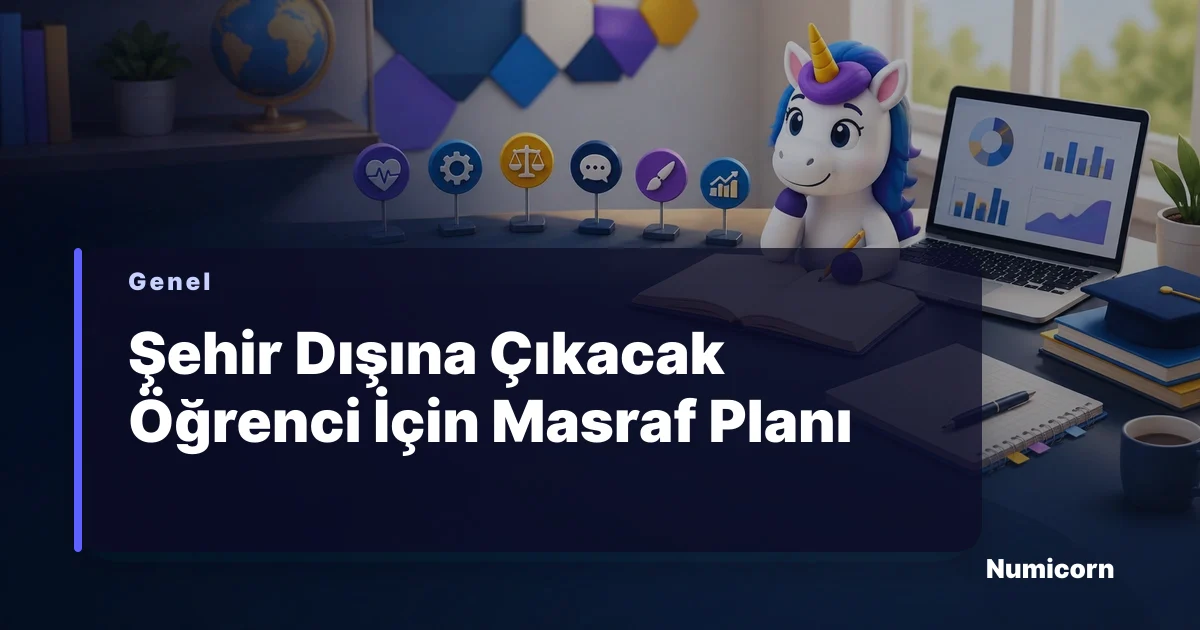 Şehir dışına çıkacak öğrenci masraf planı hazırlayan Numicorn maskotu