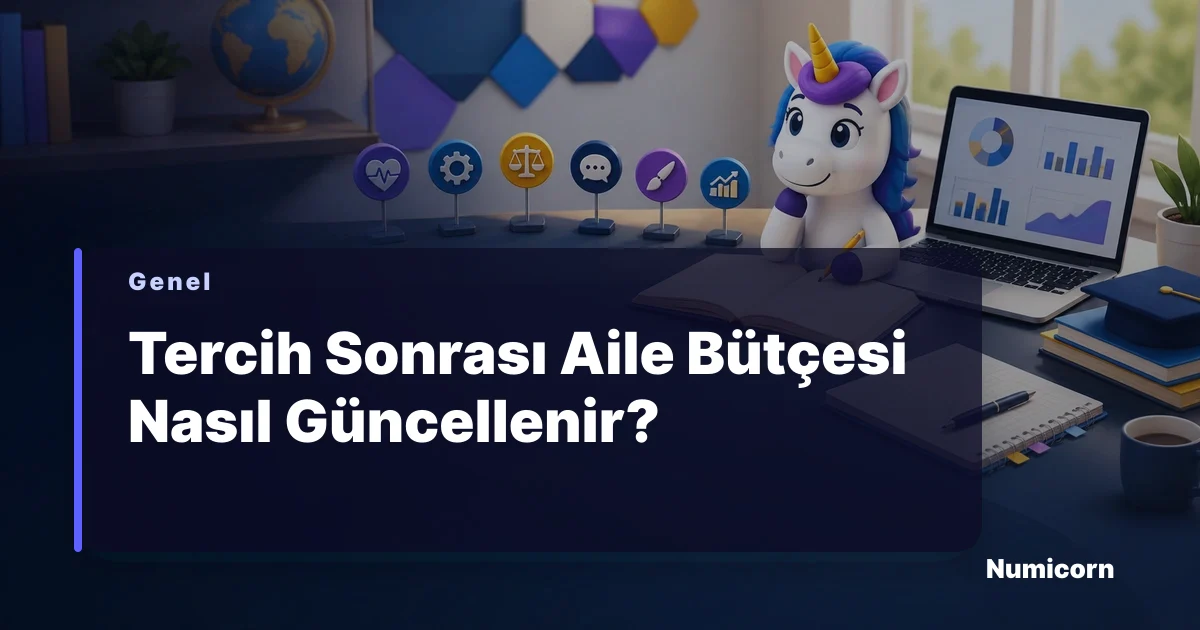 Tercih sonrası aile bütçesi tablosunu güncelleyen Numicorn maskotu