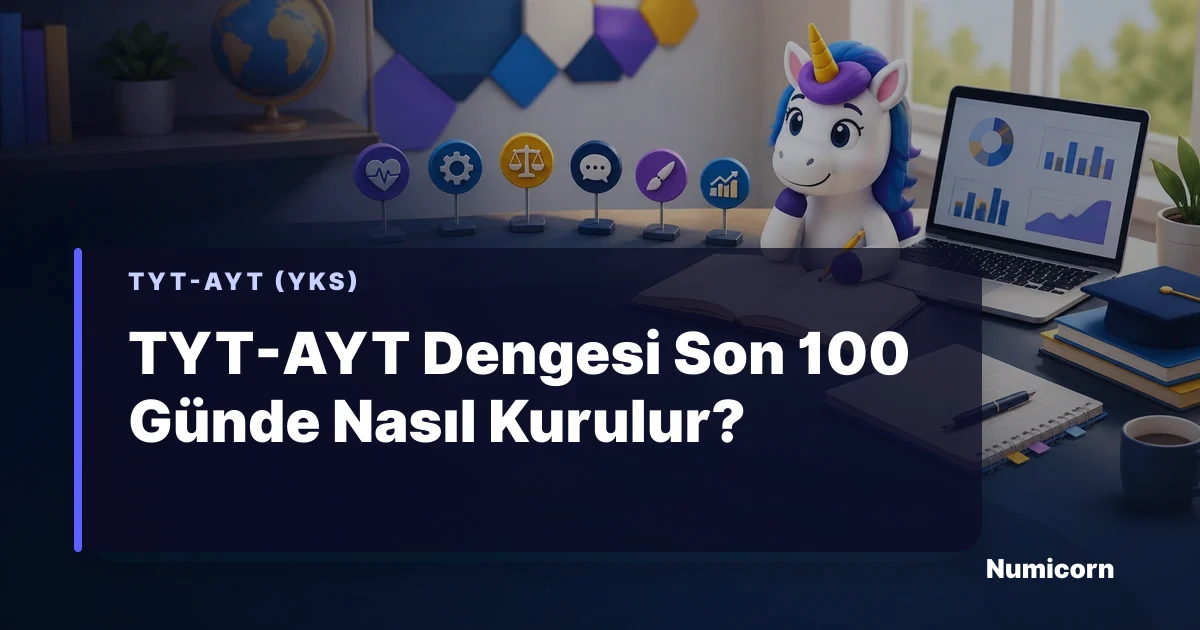 TYT-AYT dengesi son 100 gün çalışma planı için Numicorn rehber görseli