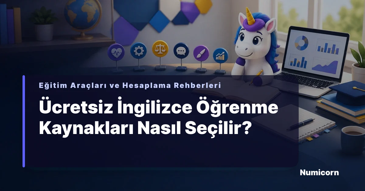 Ücretsiz İngilizce öğrenme kaynaklarını karşılaştırma rehberini anlatan görsel