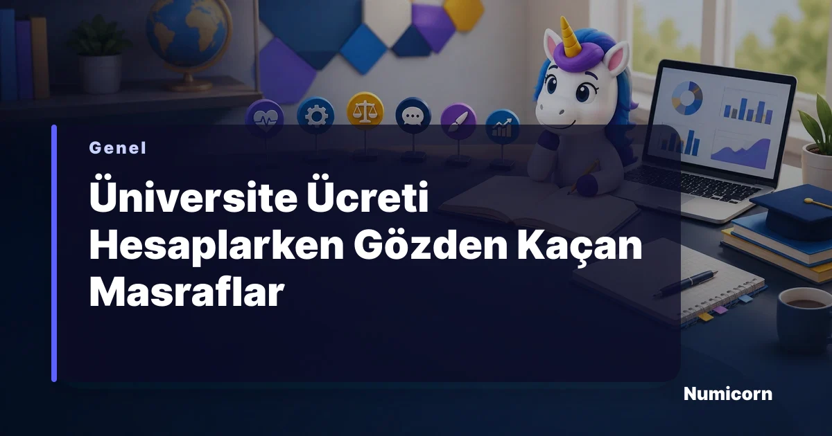 Üniversite masraf tablosunu inceleyen Numicorn maskotu