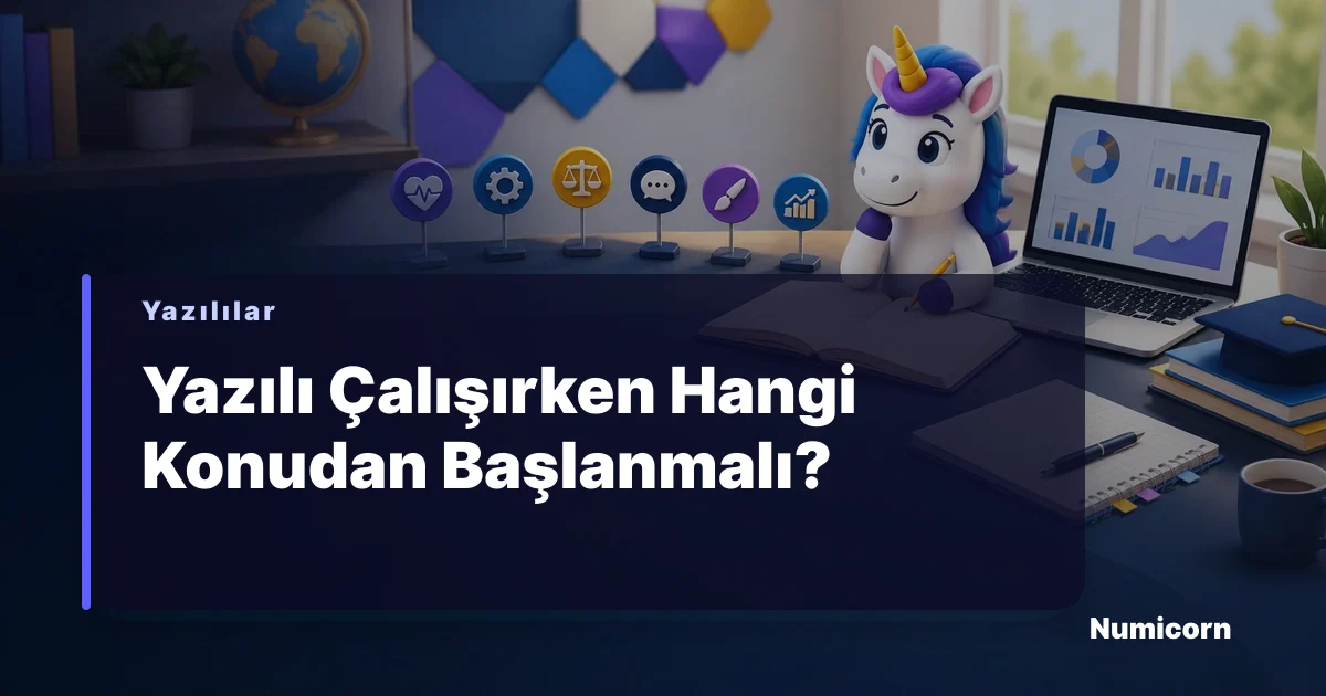 Öğrencinin çalışma masası başında kitap ve notlarla ders çalıştığı görsel