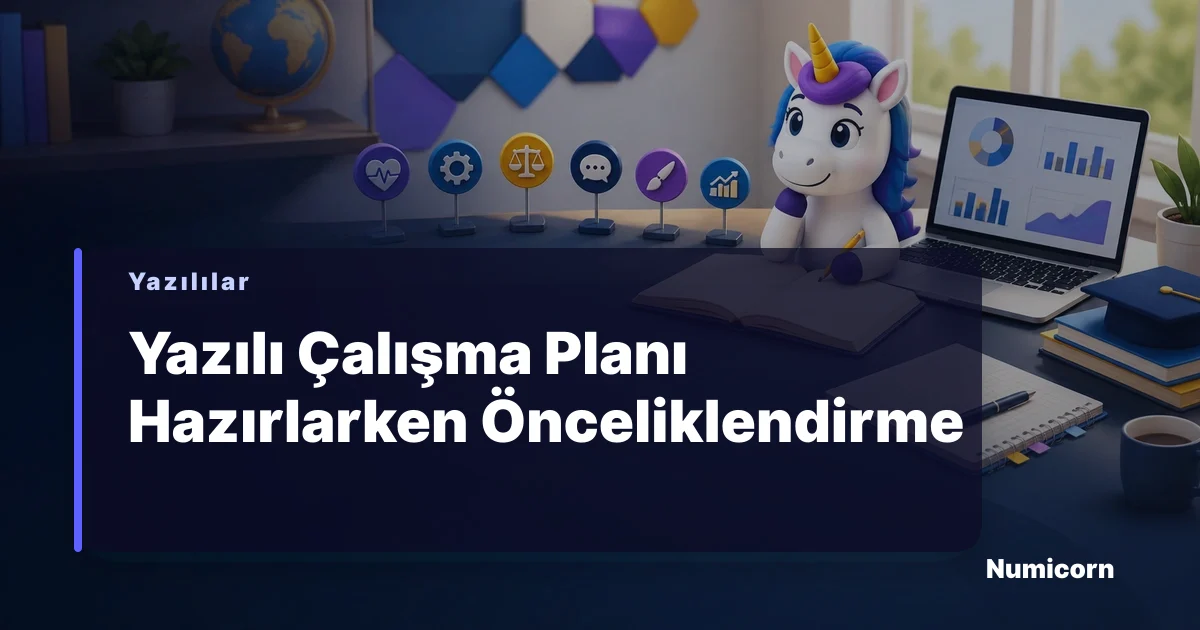 Öğrenci masasında ders notları ve planıyla çalışıyor