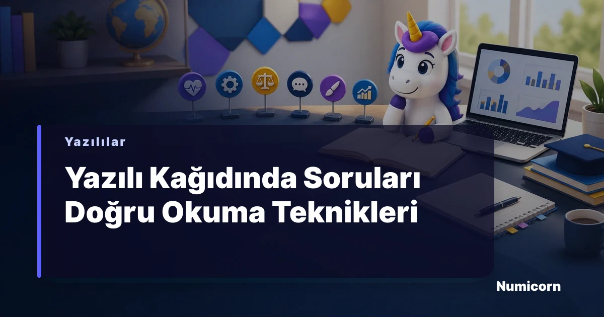 Öğrenci yazılı kağıdını dikkatle inceliyor, kalemi elinde.