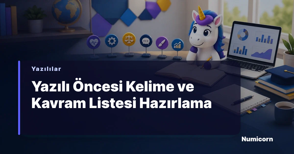 Öğrenci İngilizce yazılısı öncesi kelime ve kavram listesi hazırlıyor