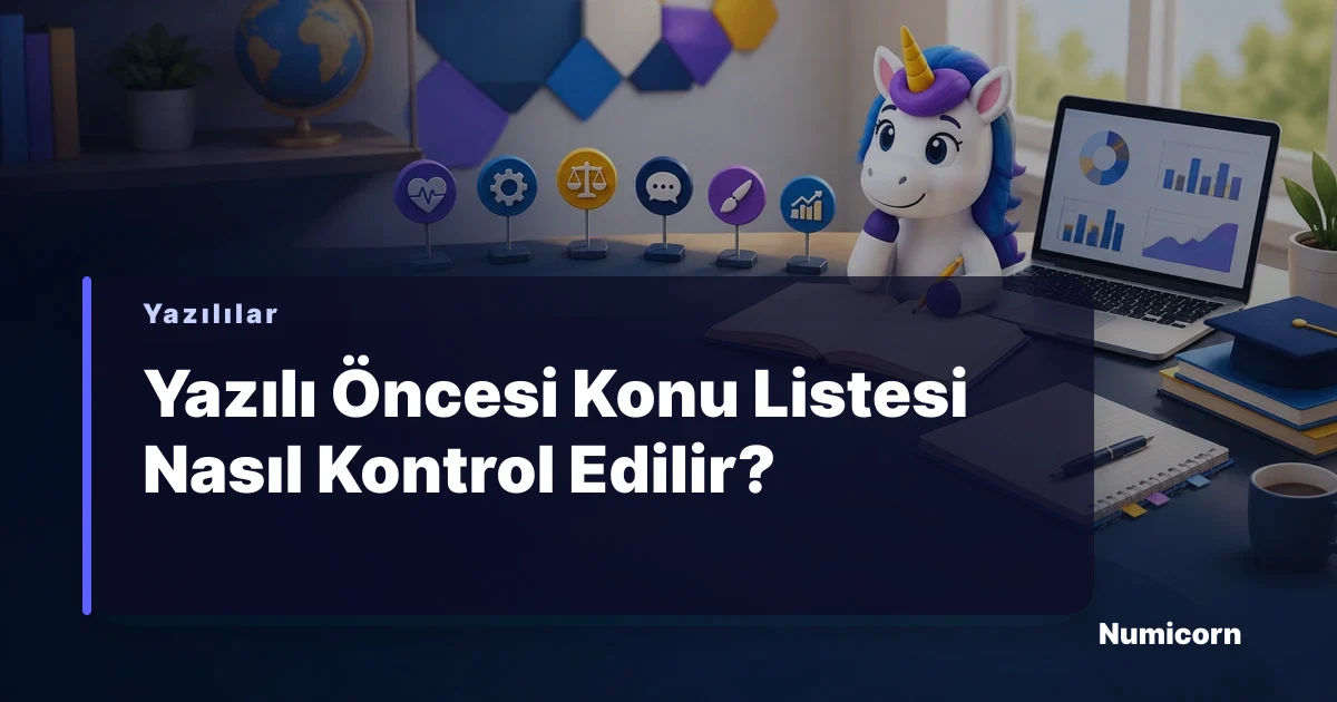 Öğrenci, yazı tahtası önünde konu listesini kontrol ediyor