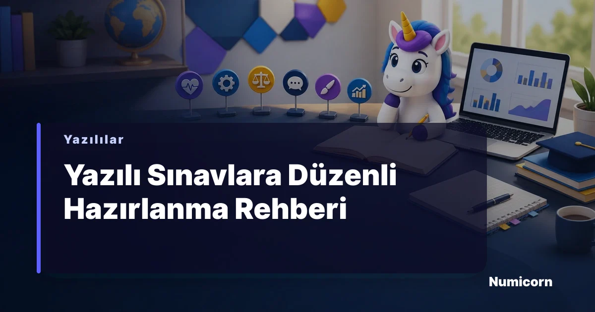 Öğrenci masasında ders çalışıyor, önünde kitaplar ve notlar var.