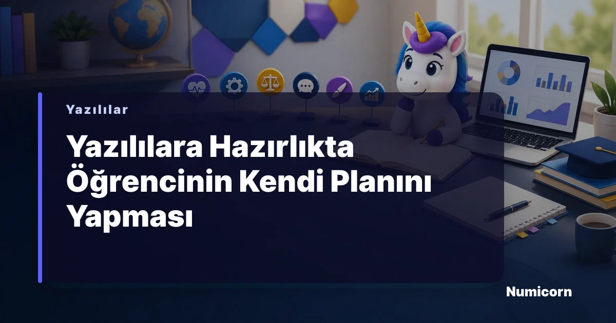 Yazılılara hazırlanan bir öğrenci masasında ders çalışıyor