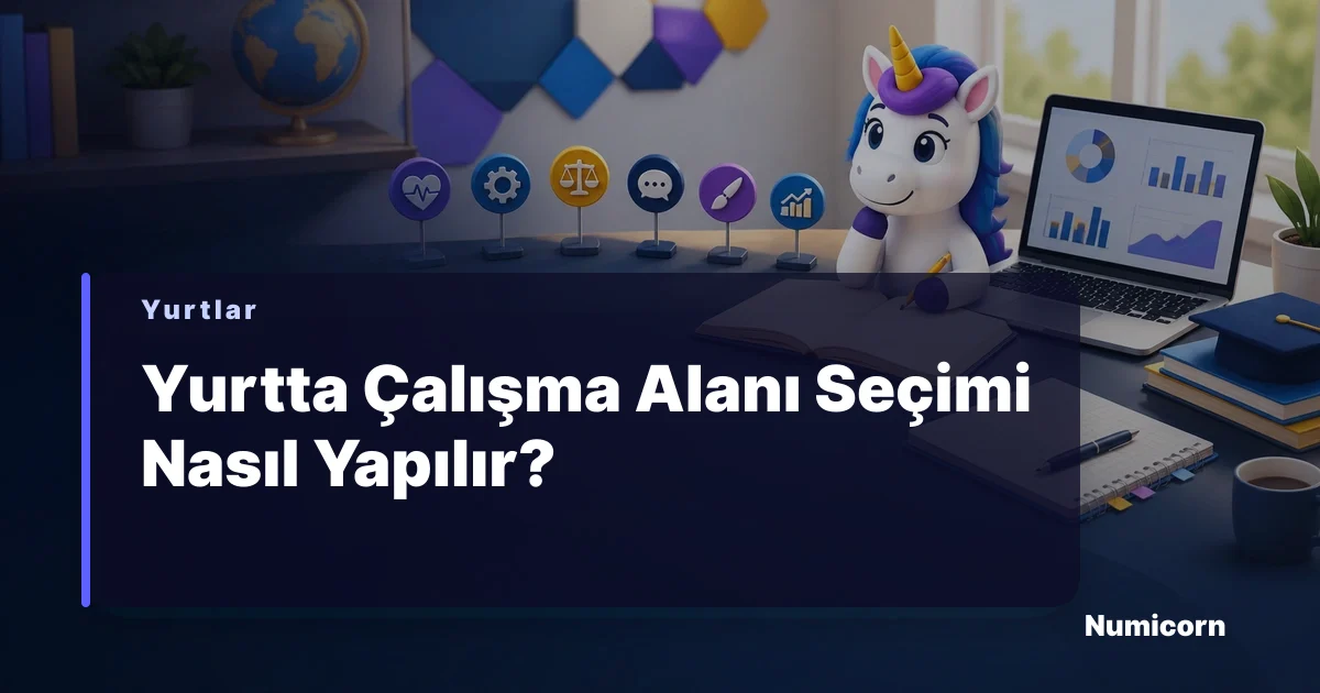 Yurtta çalışma alanı seçimi yapan Numicorn maskotu
